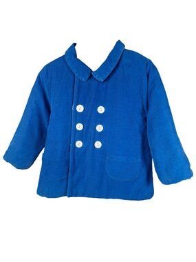 Southern Taters Boutique Toddler Boys Blue Double Breasted Collared Jacket 3T